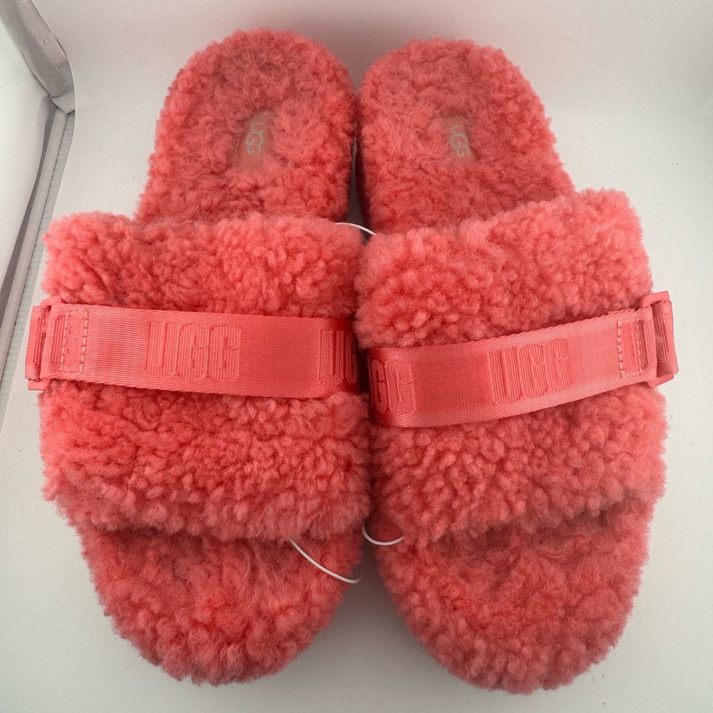 UGG Coral Pink Fluff Slides